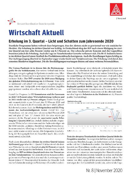 Erholung im 3. Quartal - Licht und Schatten zum Jahresende 2020, Wirtschaft aktuell Nr. 8/ November 2020