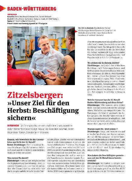 metallzeitung - Regionalseiten Baden-Württemberg Oktober 2020