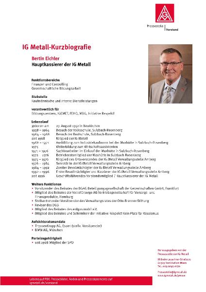 Kurzbiografie Bertin Eichler, November 2013