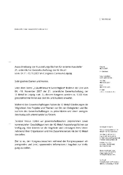 Auschreibung für externe Aussteller GWT 2007
