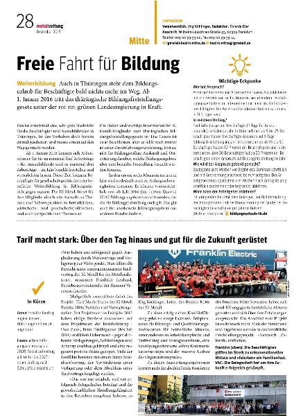 metallzeitung - Regionalseiten Mitte Dezember 2015