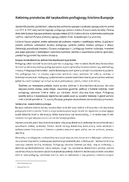 Absichtserklärung für eine transnationale gewerkschaftliche Bildung in Europa (italienische Fassung)