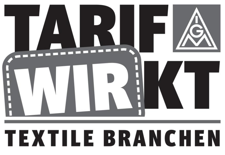 Logo 2023 Textil 'Tarif wirkt' Textile Branchen schwarz-weiß