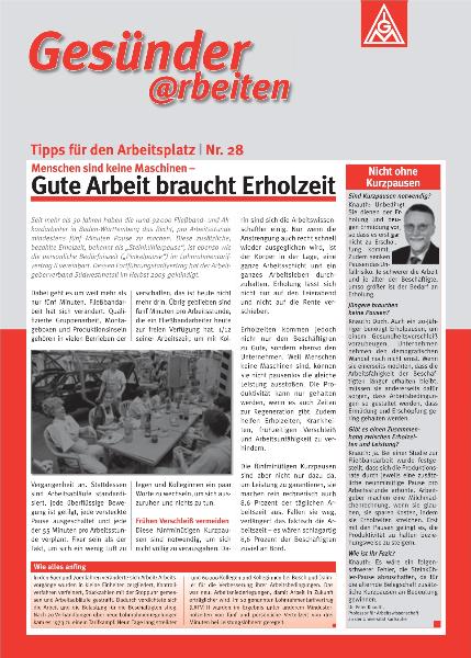 Tipps für den Arbeitsplatz Nr. 28 - Gute Arbeit braucht Erholzeit