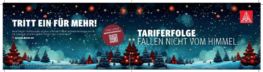 Printversion | Tariferfolge fallen nicht vom Himmel, Weihnachtskarte zur Ergebniskommunikation Tarifbewegung Leiharbeit 2022