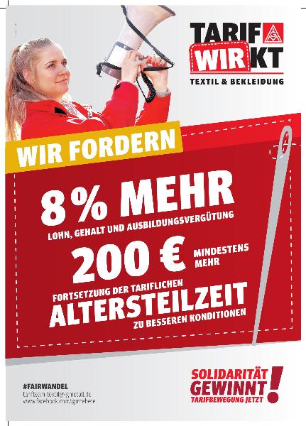 Forderungsplakat Textil & Bekleidung 2023
