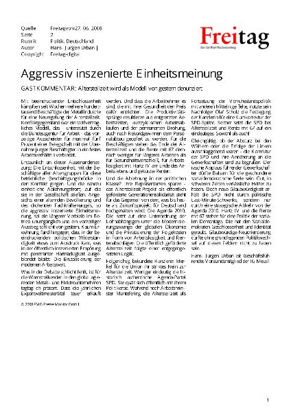 Aggressiv inszenierte Einheitsmeinung