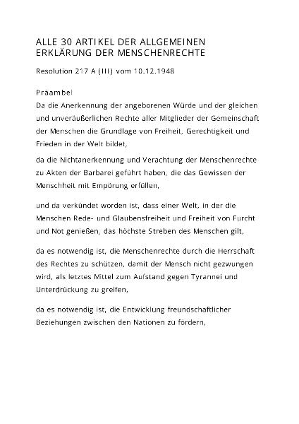 Allgemeine Erklärung der Menschenrechte