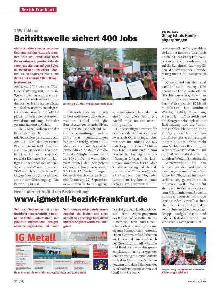 metall-Regionalseiten Frankfurt November 2005