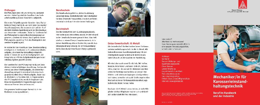 Faltblatt Mechaniker/in für Karosserieinstandhaltungstechnik