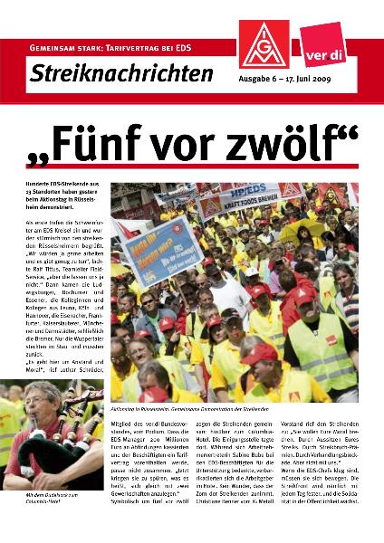EDS Streiknachrichten Nr. 6: Fünf vor zwölf, 17.06.2009
