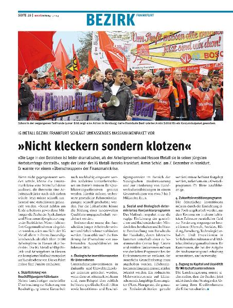 metallzeitung - Regionalseiten Frankfurt Januar 2009