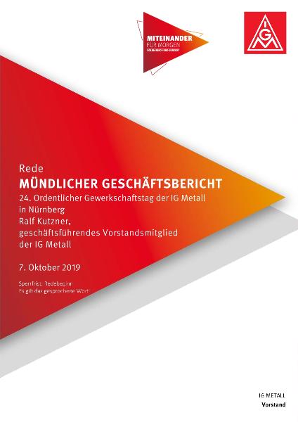 Ralf Kutzner: Mündlicher Geschäftsbericht, Nürnberg, 07.10.2019