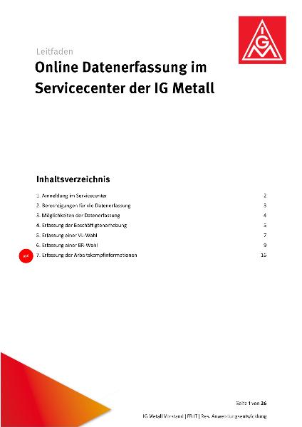 Leitfaden: Online Datenerfassung im Servicecenter der IG Metall 