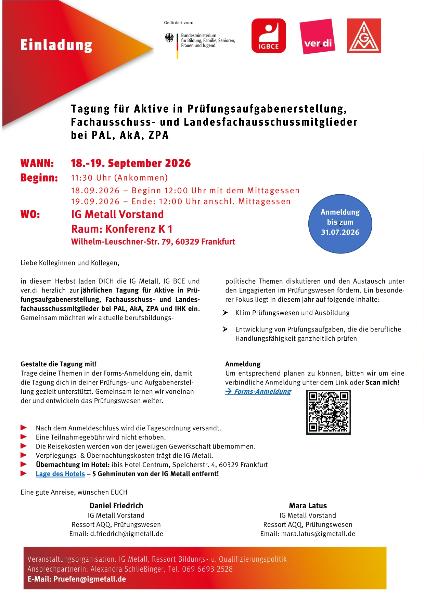 Einladung zur Tagung - Aktive in Prüfungsaufgabenerstellung