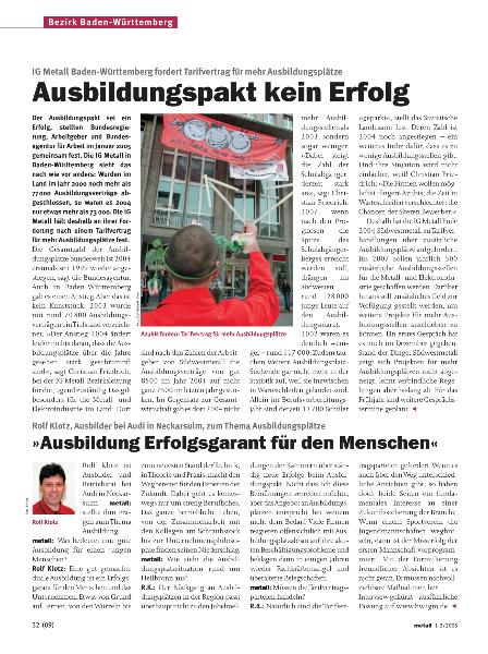 metall-Regionalseiten Baden-Württemberg Januar/Februar 2005