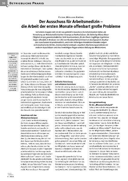 Der Ausschuss für Arbeitsmedizin - die Arbeit der ersten Monate offenbart große Probleme, Gute Arbeit 2/2010