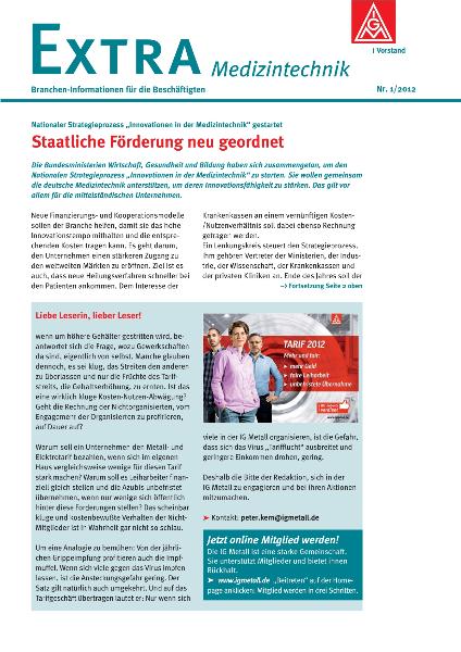 Staatliche Förderung neu geordnet. Extra Medizintechnik Nr. 1/2012