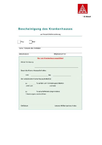 FU Krankenhausbescheinigung