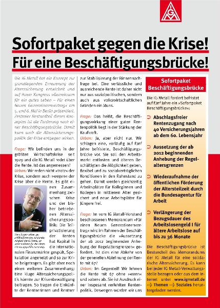 Sofortpaket gegen die Krise! Für eine Beschäftigungsbrücke!