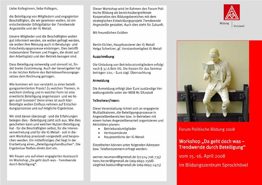Einladungsflyer zum Workshop ''Da geht doch was - Trendwende durch Beteiligung'',