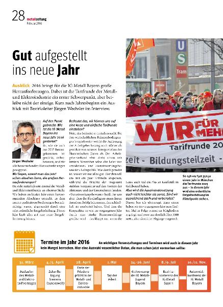 metallzeitung - Regionalseiten Bayern Februar 2016