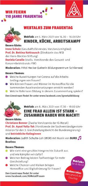 Wir feiern 110 Jahre Frauentag - Webtalks zum Frauentag