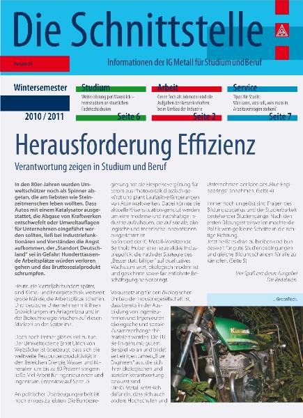 Die Schnittstelle - Informationen der IG Metall für Studium und Beruf, Nr. 9