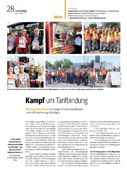 metallzeitung - Regionalseiten Mitte Juli/ August 2017