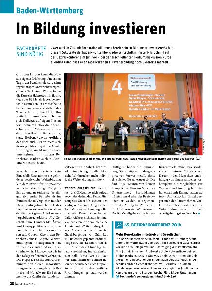 metallzeitung - Regionalseiten Baden-Württemberg Juli 2014