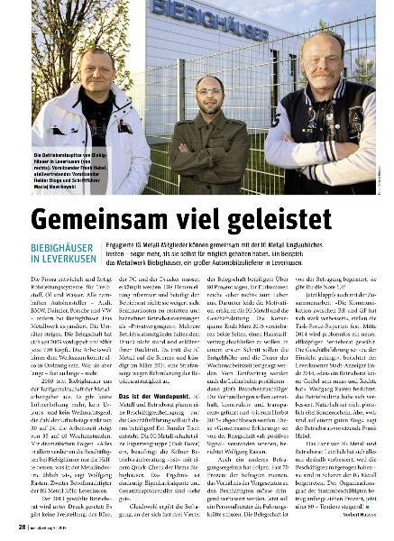 metallzeitung - Regionalseiten NRW, Mai 2015