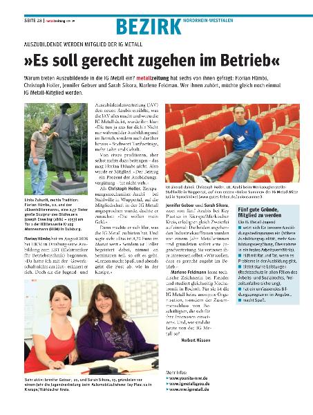 metallzeitung - Regionalseiten Nordrhein-Westfalen August 2009