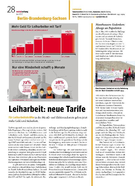 metallzeitung - Regionalseiten Berlin-Brandenburg-Sachsen Juni 2017