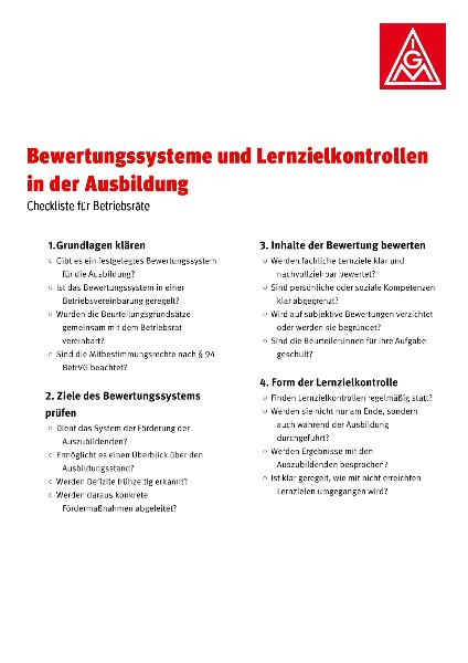 Checkliste-Lernziel