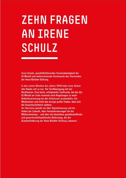 Irene Schulz: Zehn Fragen an Irene Schulz. Jahresbericht HBS 2017