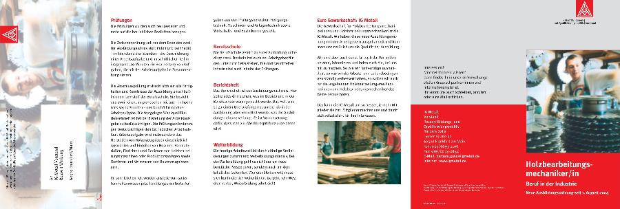 Faltblatt Holzbearbeitungsmechaniker/in