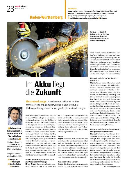 metallzeitung - Regionalseiten Baden-Württemberg Februar 2017