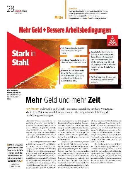 metallzeitung - Regionalseiten Mitte Mai 2019