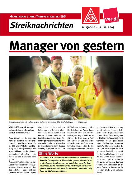 EDS Streiknachrichten Nr. 8: Manager von gestern, 19. Juni 2009