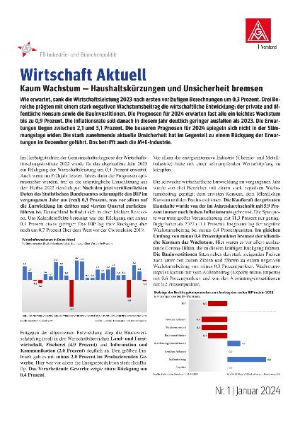 Kaum Wachstum - Haushaltskürzungen und Unsicherheit bremsen, Wirtschaft Aktuell Nr. 1 | 2024