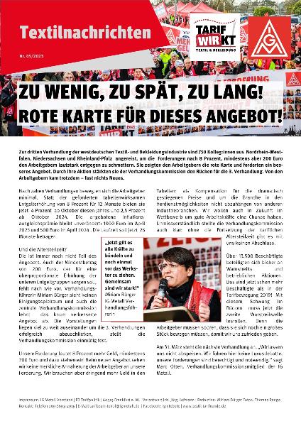 Zu wenig, zu spät, zu lang! Rote Karte für dieses Angebot!, Textilnachrichten Nr. 5/2023