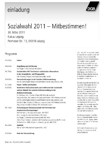 Sozialwahl 2011 - DGB-Infoveranstaltung am 30.03.2011 in Leipzig