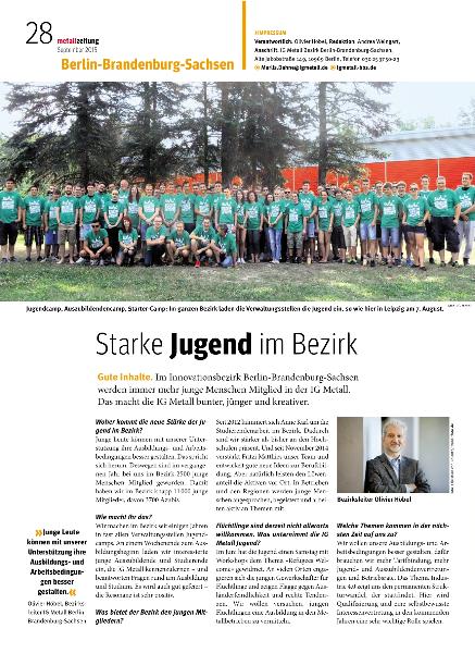 metallzeitung - Regionalseiten Berlin-Brandenburg-Sachsen September 2015