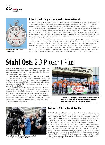 metallzeitung - Regionalseiten Berlin-Brandenburg-Sachsen Januar 2016
