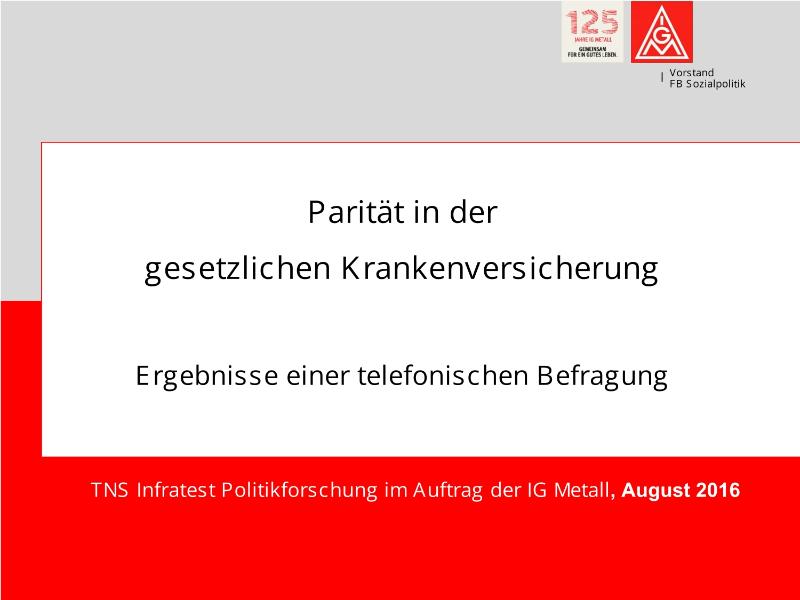TNS Infratest Befragung: Parität in der gesetzlichen Krankenversicherung