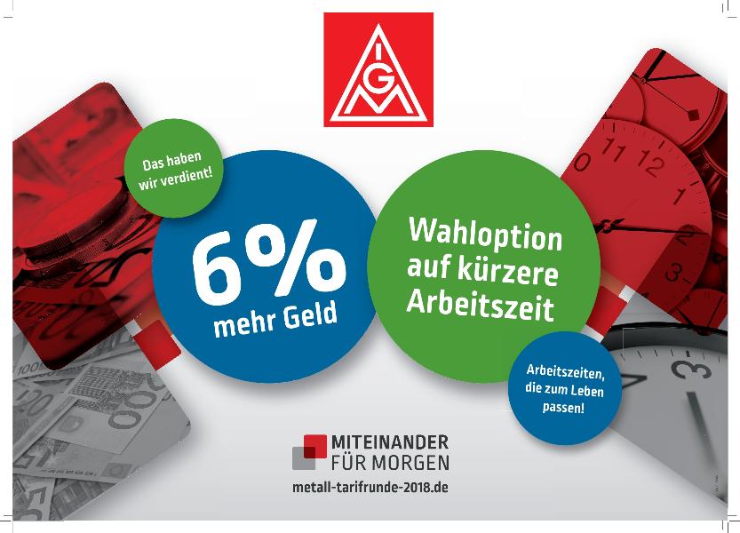 Forderungsplakat zur Tarifrunde Metall-Elektro 2017/2018