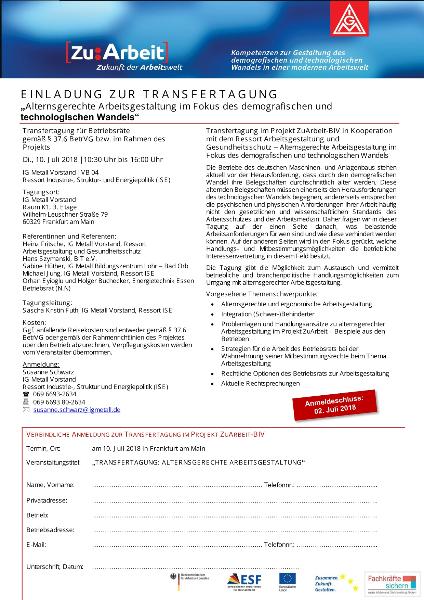 Einladung zur Transfertagung