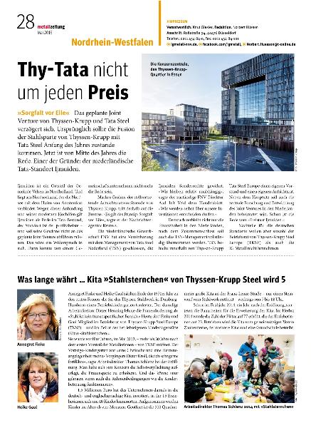 metallzeitung - Regionalseiten Nordrhein-Westfalen Mai 2018