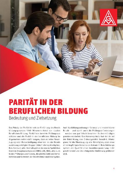 Mlynski: Broschüre über Parität in der beruflichen Bildung mit Fokus auf Prüfungsausschüsse.