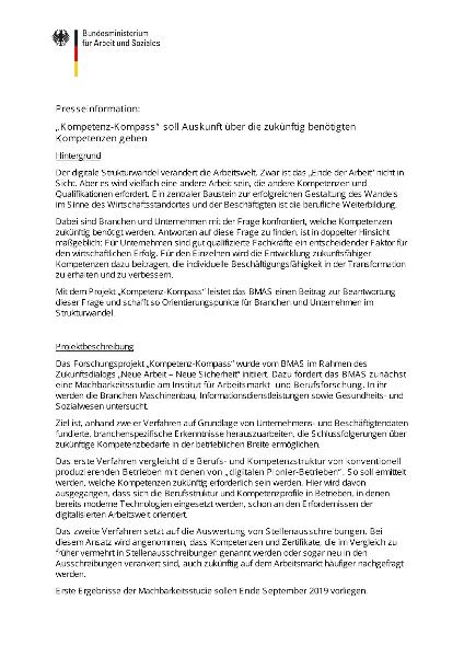 Presseinformation des BMAS und der IG Metall zum Kompetenz-Kompass